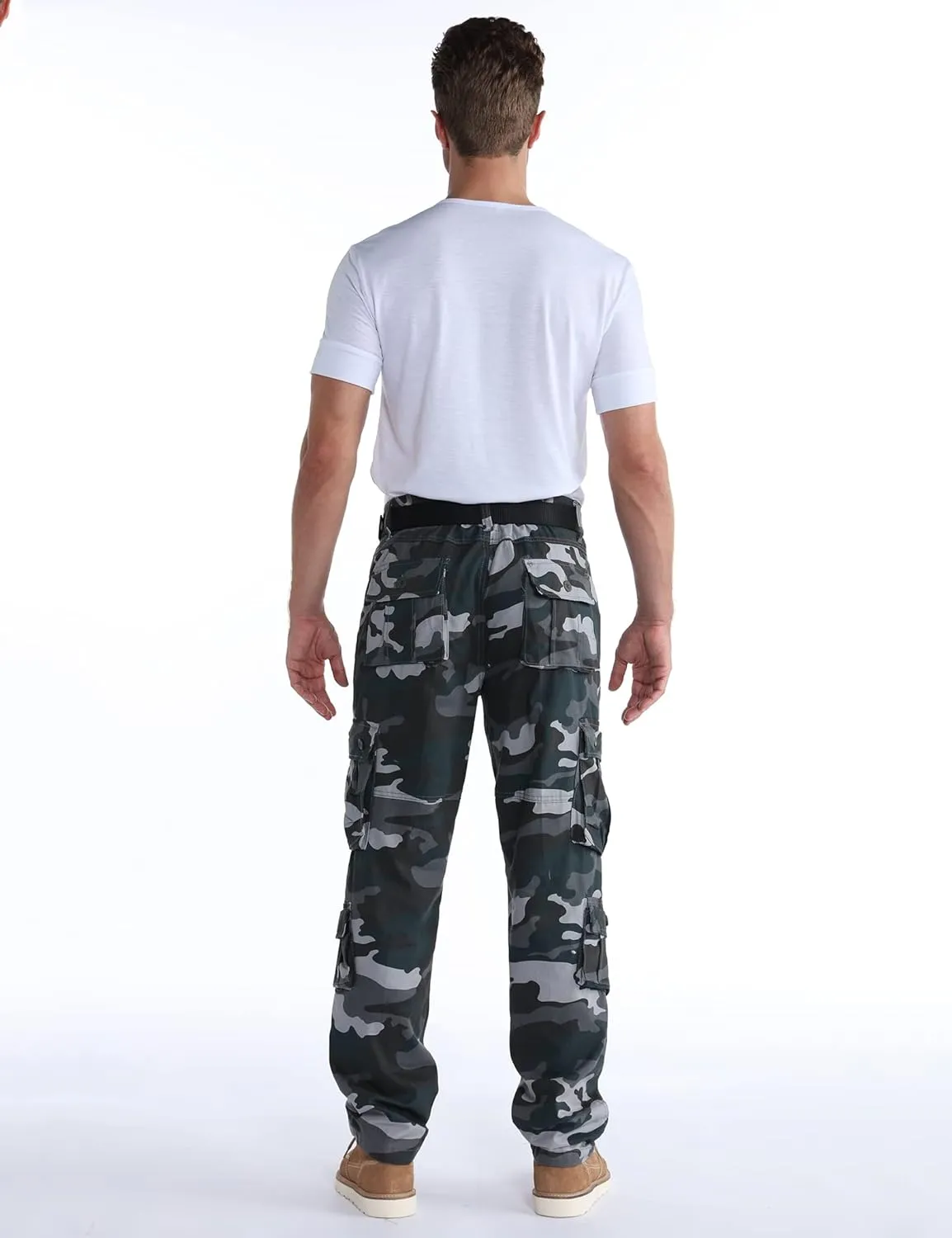 BOJIN Men's Cargo Pants Casual Military Army Camo Relaxed Fit Cotton Combat Camouflage Cargo Work Pants with 8 Pockets