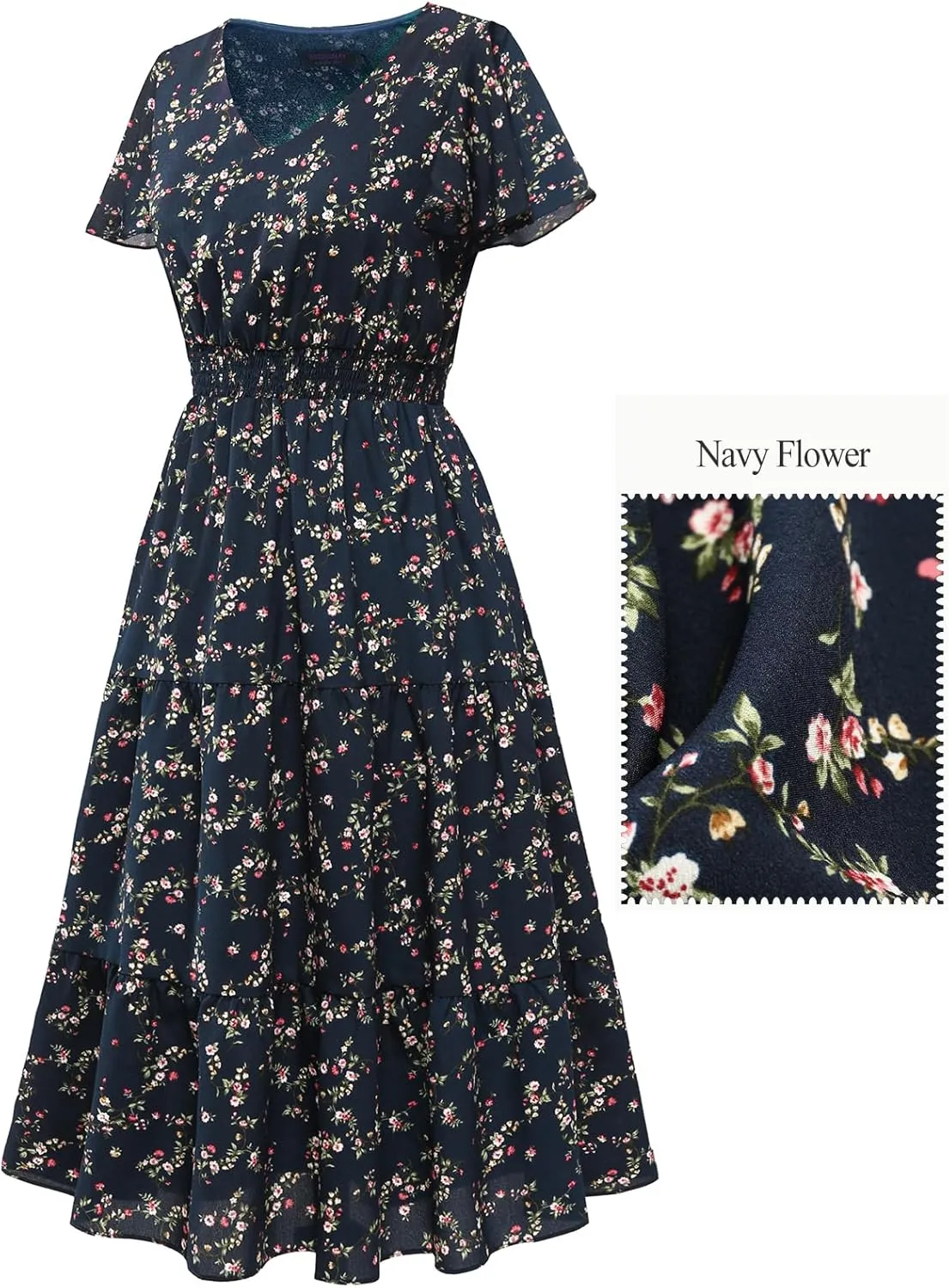 Bridesmay Casual Summer Dresses for Women with Sleeves Flowy Boho Floral Dress Midi Length 2025