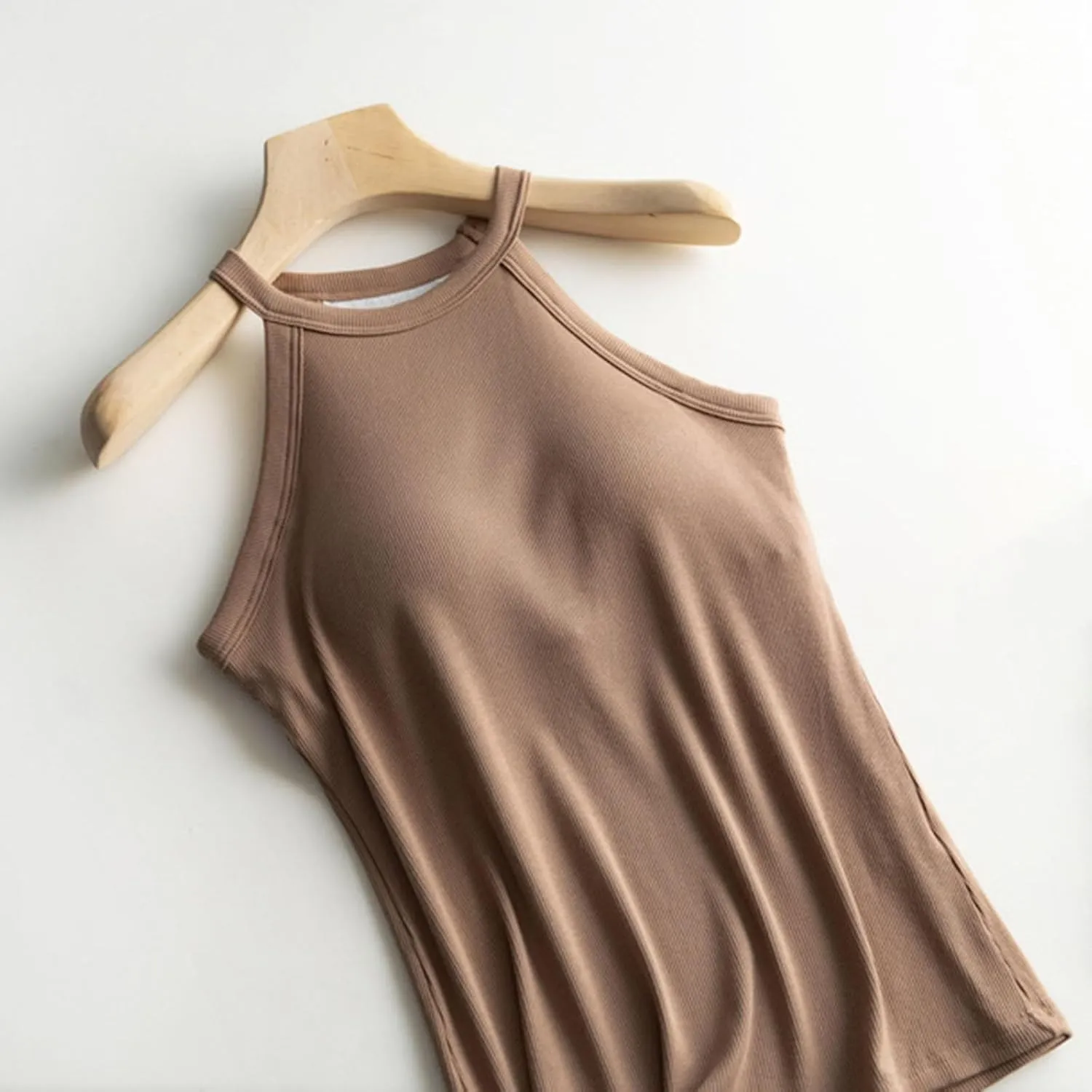 Built in Bra Camisole Shirts for Women Athletic Racerback Basic Solid Color Blouses Casual Soft Workout Tank Tops