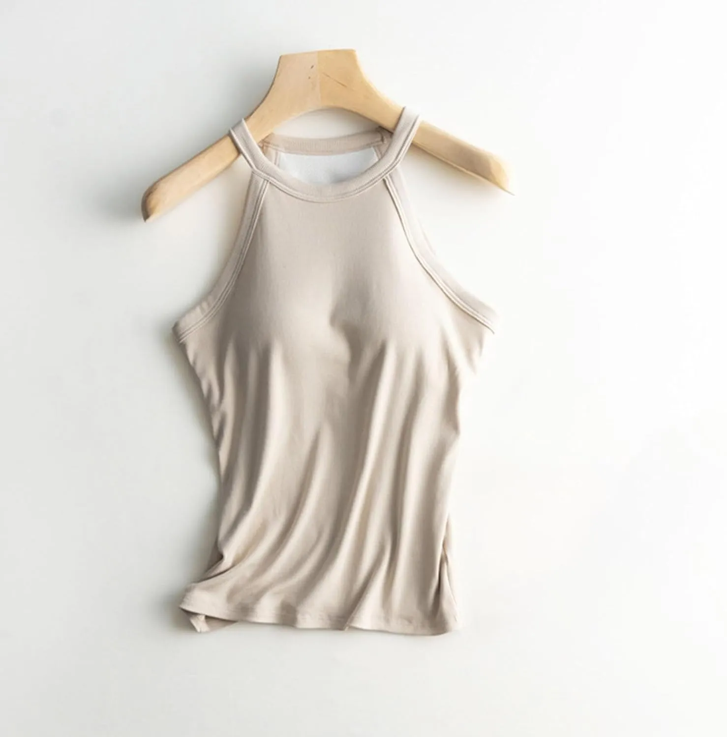 Built in Bra Camisole Shirts for Women Athletic Racerback Basic Solid Color Blouses Casual Soft Workout Tank Tops