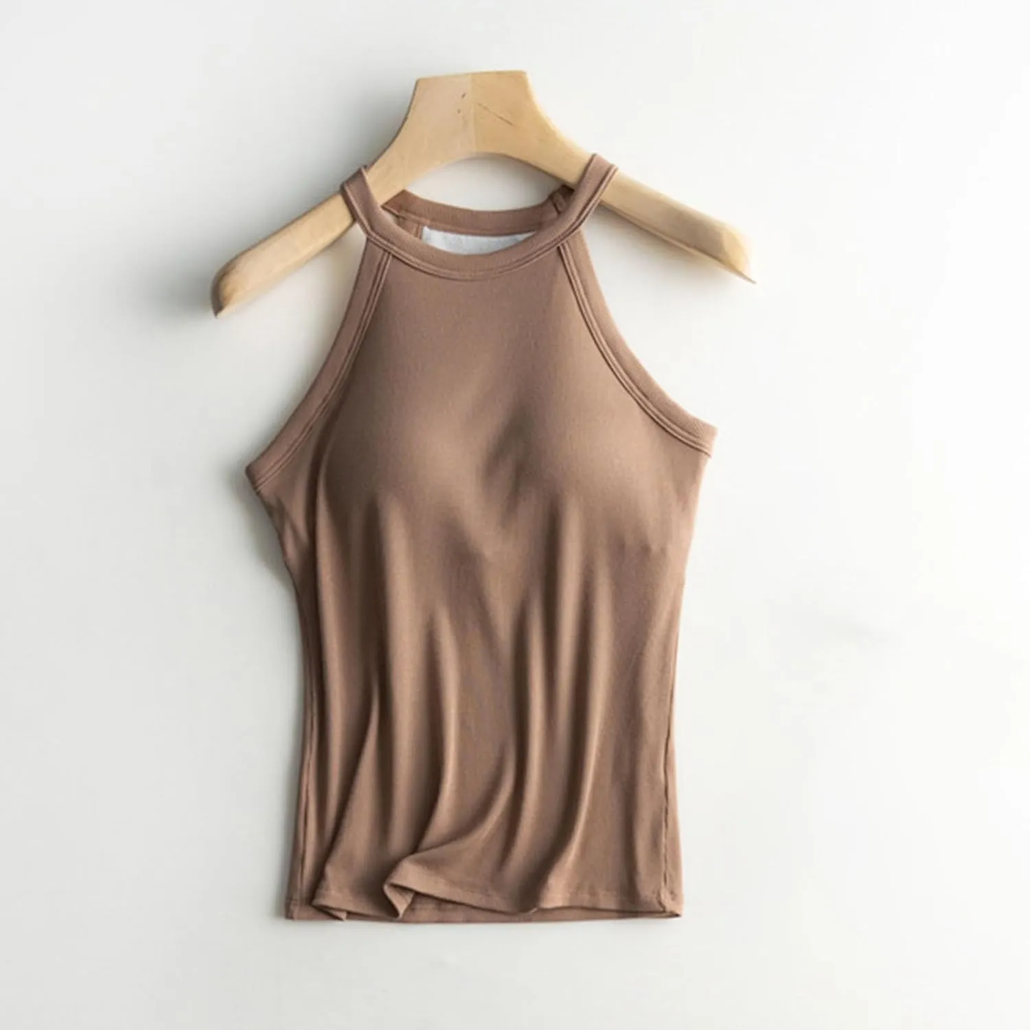Built in Bra Camisole Shirts for Women Athletic Racerback Basic Solid Color Blouses Casual Soft Workout Tank Tops