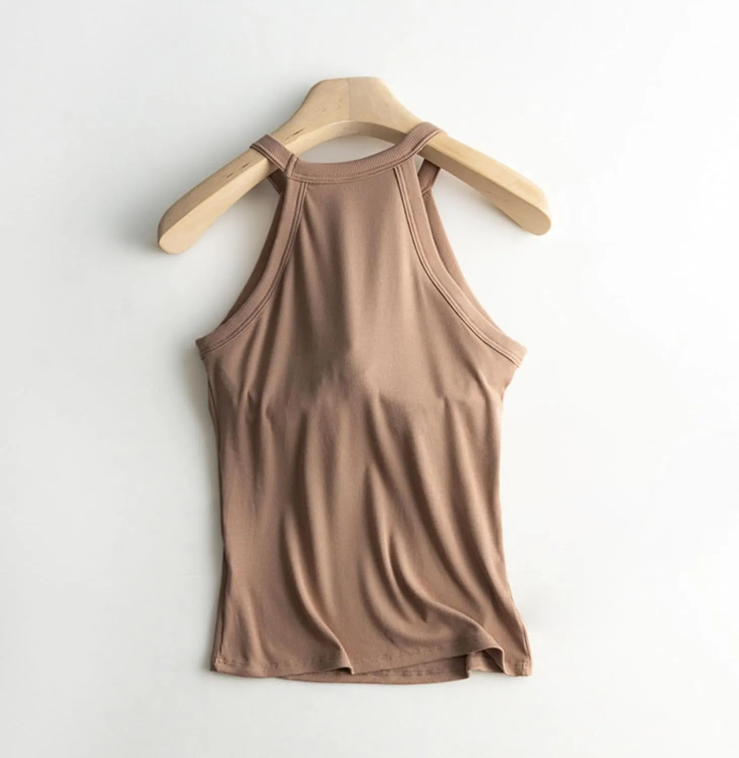 Built in Bra Camisole Shirts for Women Athletic Racerback Basic Solid Color Blouses Casual Soft Workout Tank Tops