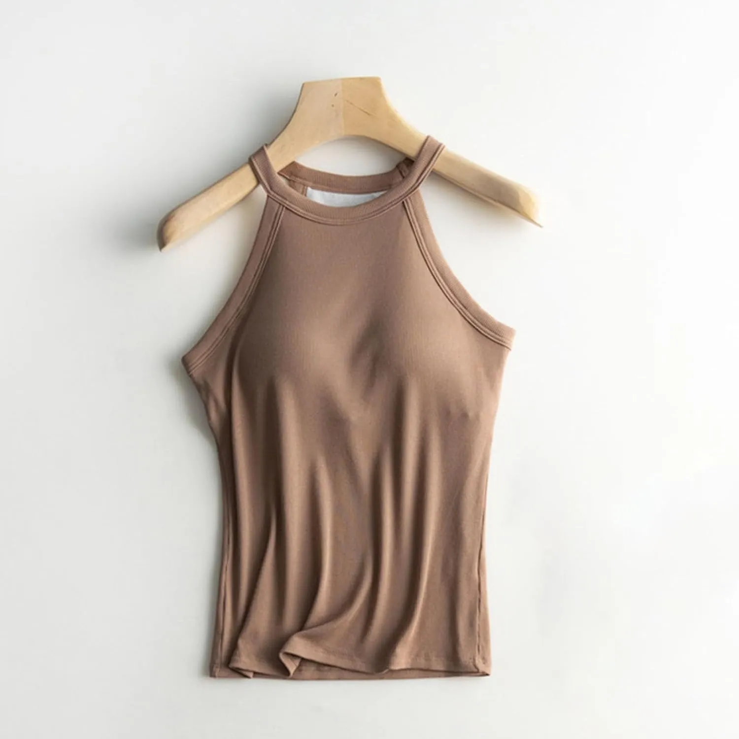 Built in Bra Camisole Shirts for Women Athletic Racerback Basic Solid Color Blouses Casual Soft Workout Tank Tops