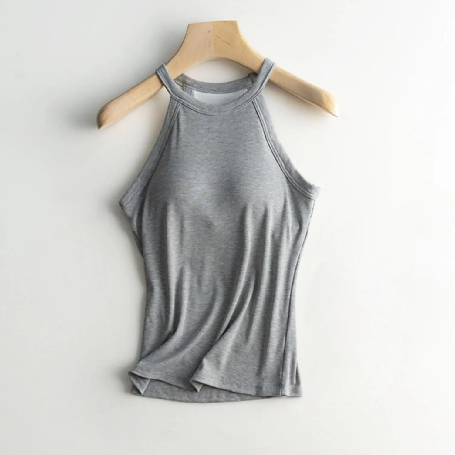Built in Bra Camisole Shirts for Women Athletic Racerback Basic Solid Color Blouses Casual Soft Workout Tank Tops