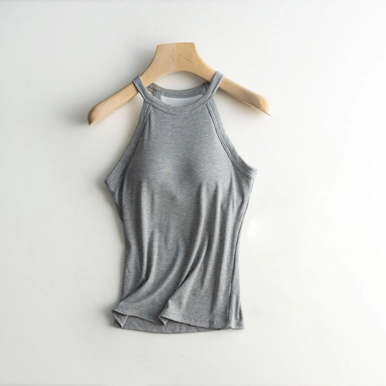 Built in Bra Camisole Shirts for Women Athletic Racerback Basic Solid Color Blouses Casual Soft Workout Tank Tops