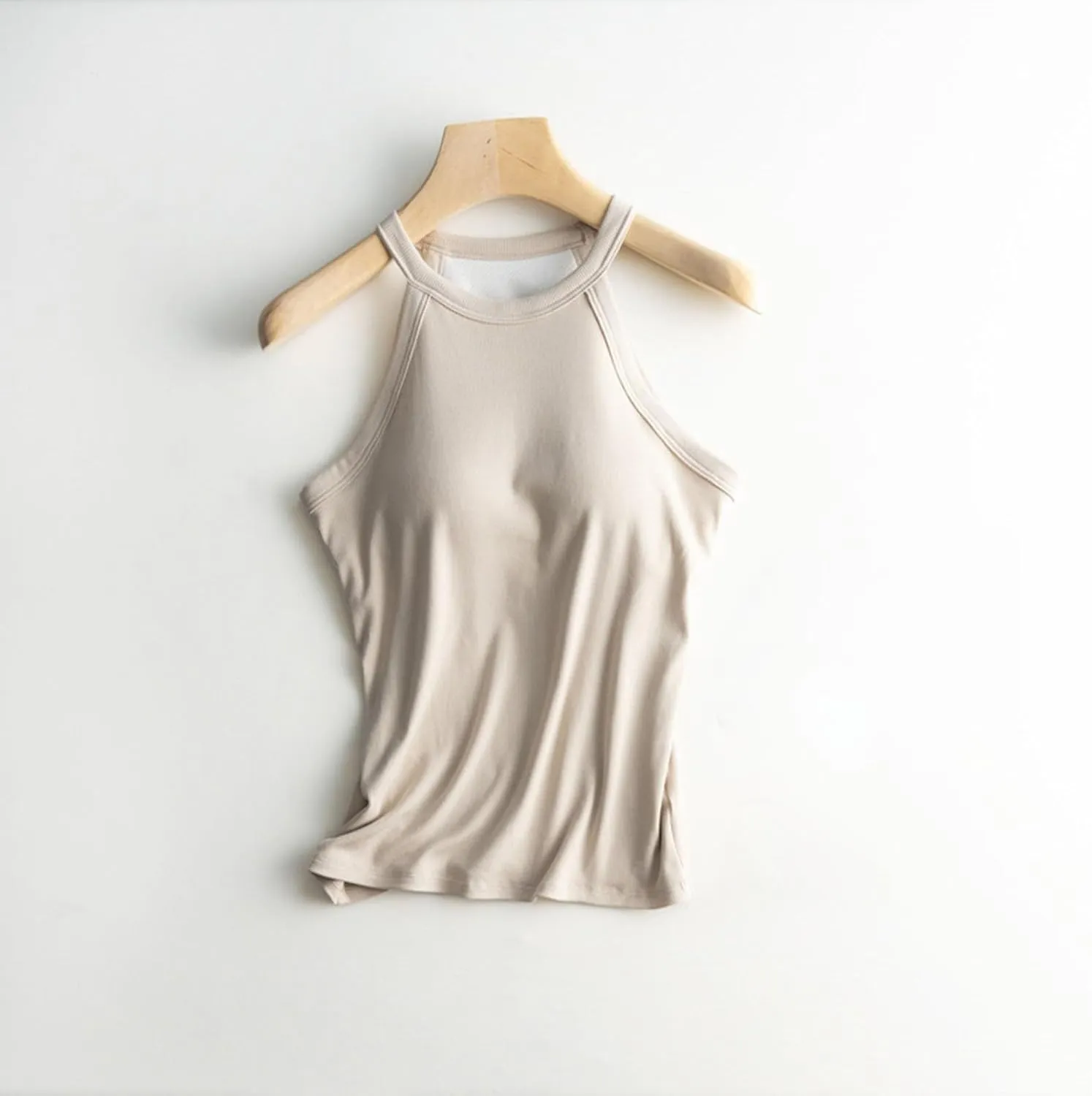 Built in Bra Camisole Shirts for Women Athletic Racerback Basic Solid Color Blouses Casual Soft Workout Tank Tops