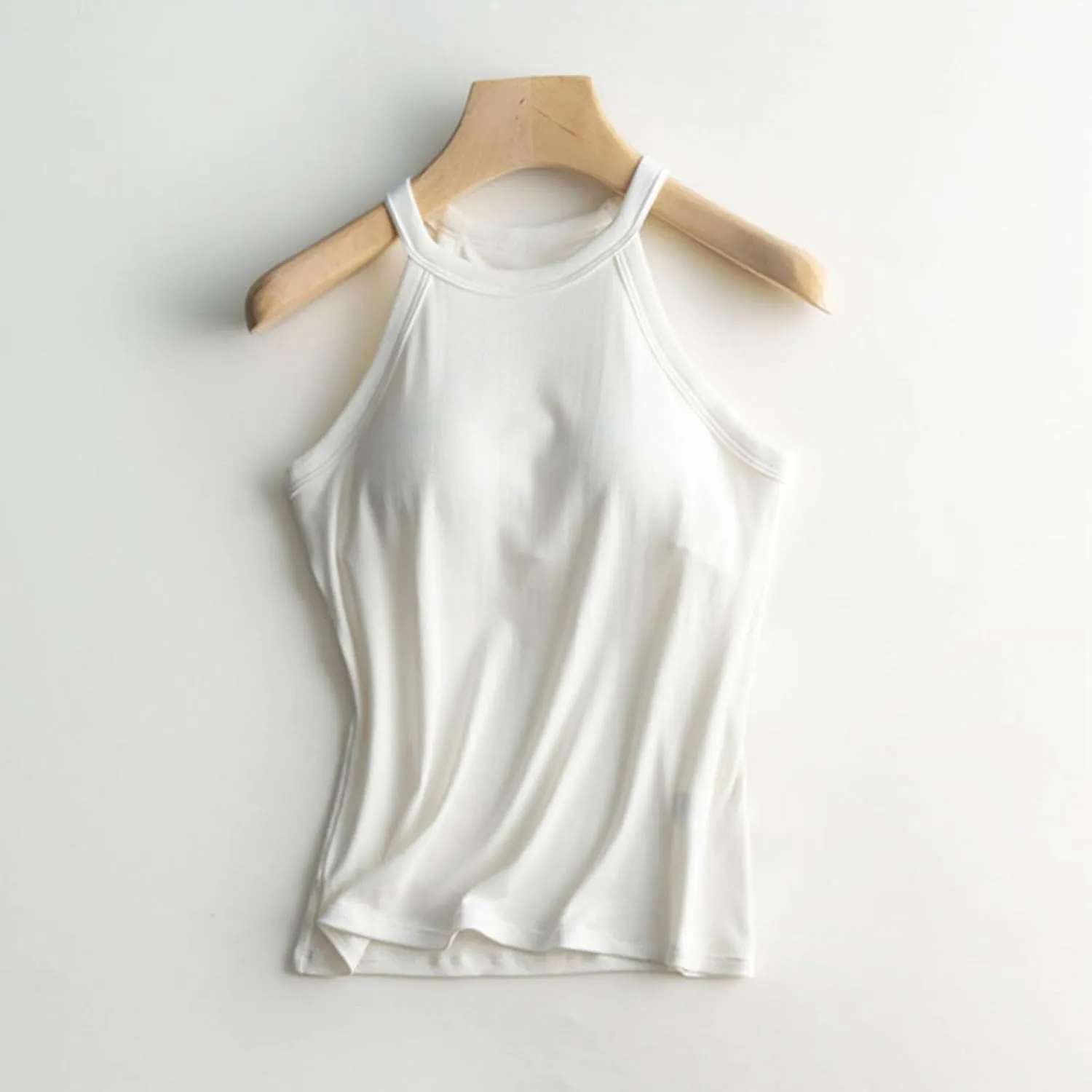 Built in Bra Camisole Shirts for Women Athletic Racerback Basic Solid Color Blouses Casual Soft Workout Tank Tops