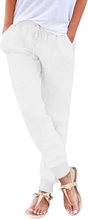 Capri Pants for Women Casual Cotton Linen Wide Leg Cropped Trousers Summer Lounge Palazzo Pant with Pockets