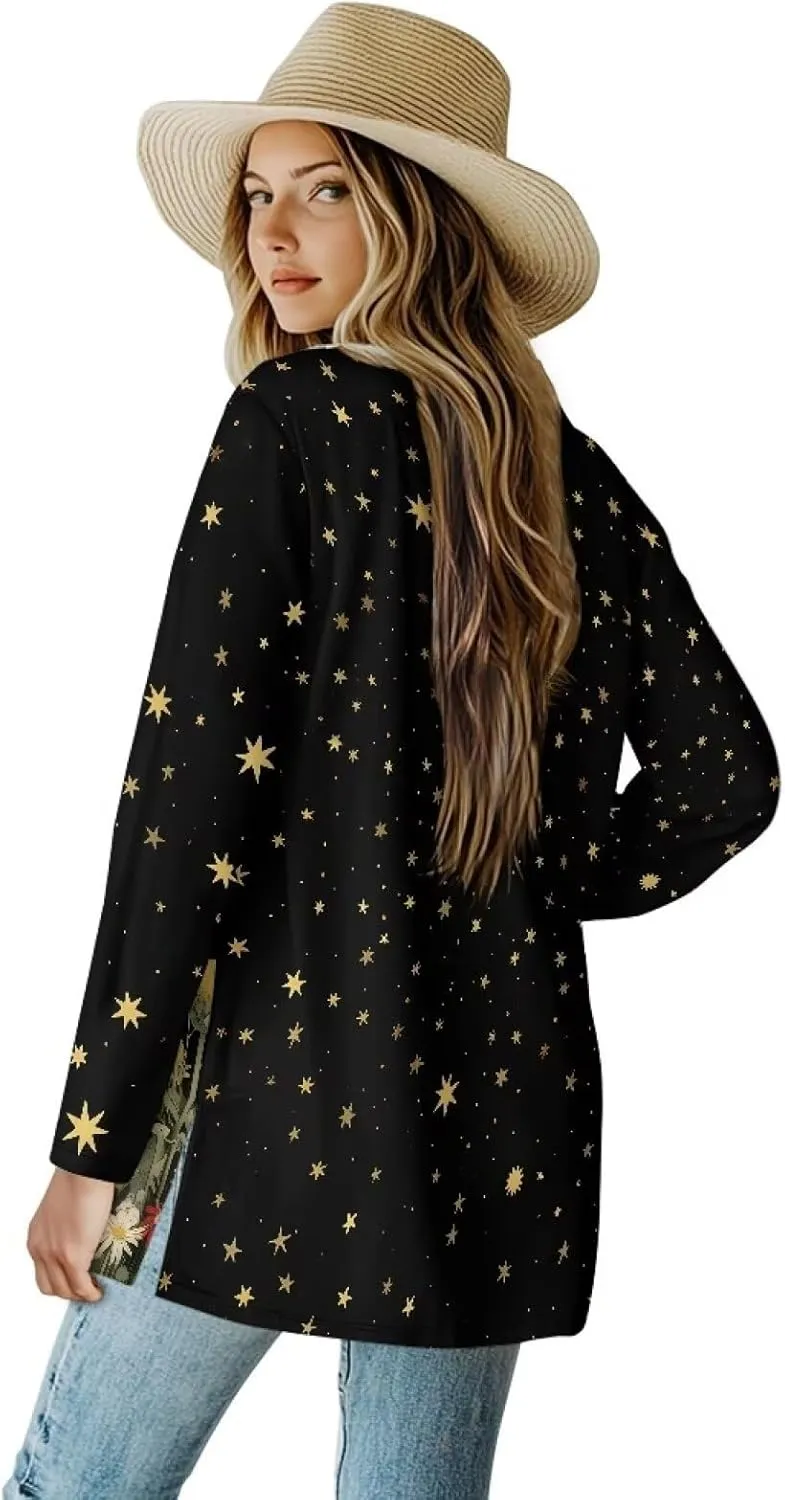 Cardigans for Women Trendy Soft Open Front Draped Cardigan with Pockets Lightweight Long Sleeve Fall Outwear S-2XL