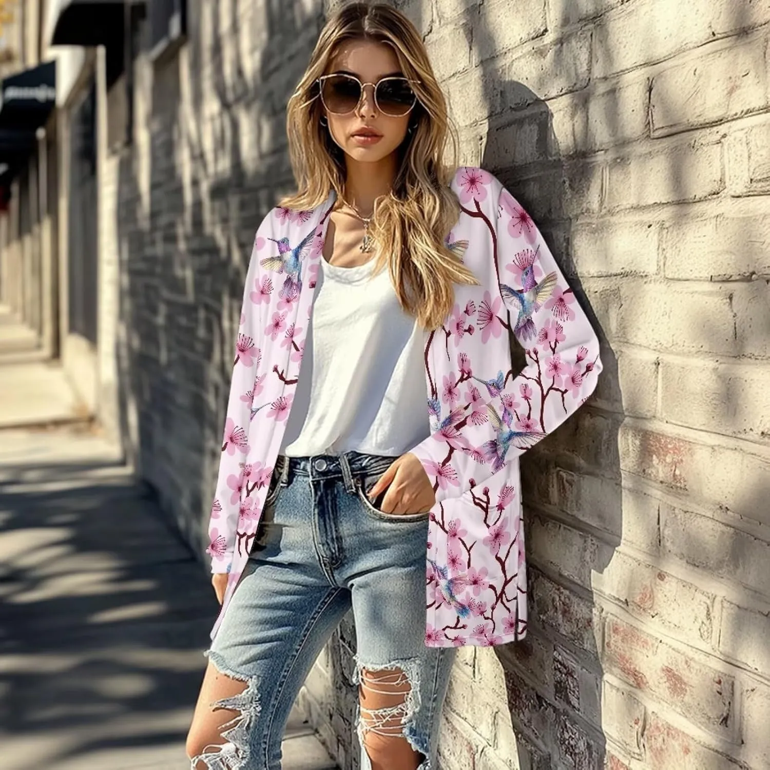Cardigans for Women Trendy Soft Open Front Draped Cardigan with Pockets Lightweight Long Sleeve Fall Outwear S-2XL