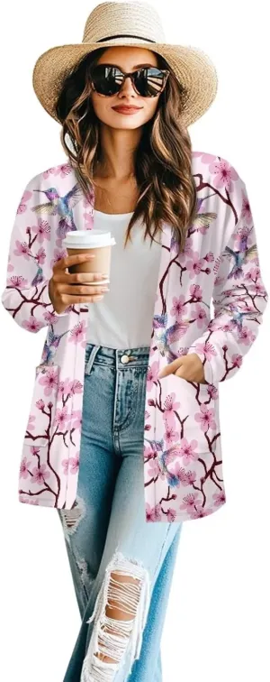 Cardigans for Women Trendy Soft Open Front Draped Cardigan with Pockets Lightweight Long Sleeve Fall Outwear S-2XL