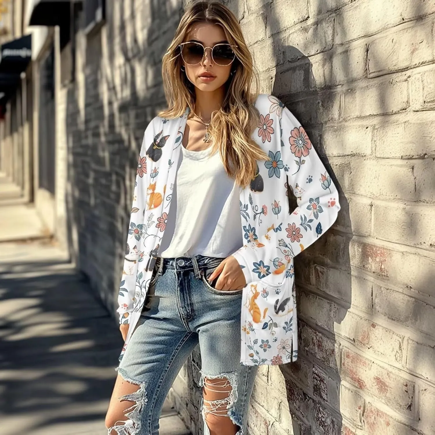 Cardigans for Women Trendy Soft Open Front Draped Cardigan with Pockets Lightweight Long Sleeve Fall Outwear S-2XL