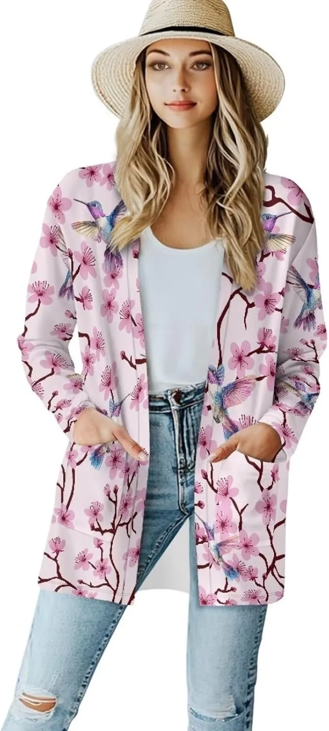 Cardigans for Women Trendy Soft Open Front Draped Cardigan with Pockets Lightweight Long Sleeve Fall Outwear S-2XL