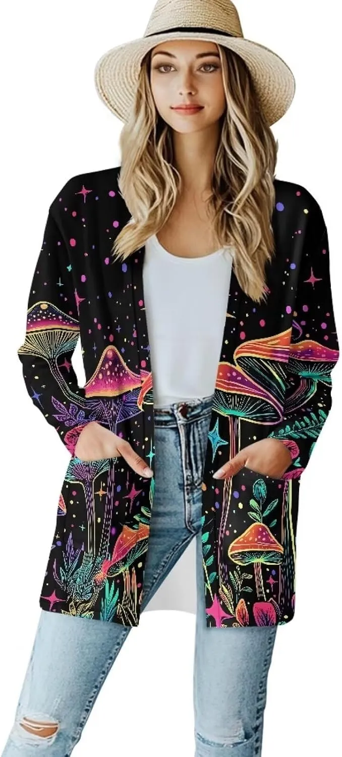 Cardigans for Women Trendy Soft Open Front Draped Cardigan with Pockets Lightweight Long Sleeve Fall Outwear S-2XL