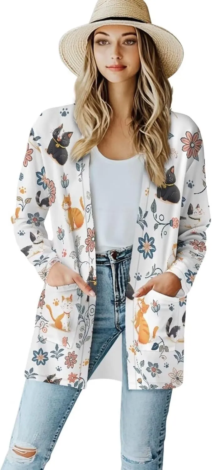 Cardigans for Women Trendy Soft Open Front Draped Cardigan with Pockets Lightweight Long Sleeve Fall Outwear S-2XL