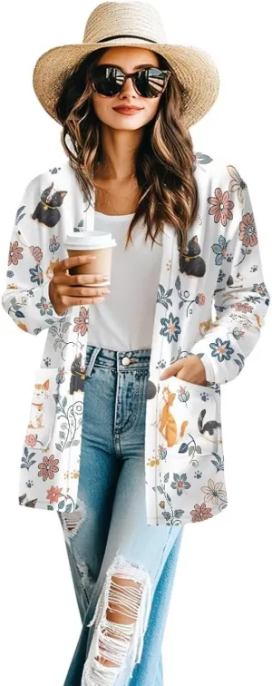 Cardigans for Women Trendy Soft Open Front Draped Cardigan with Pockets Lightweight Long Sleeve Fall Outwear S-2XL