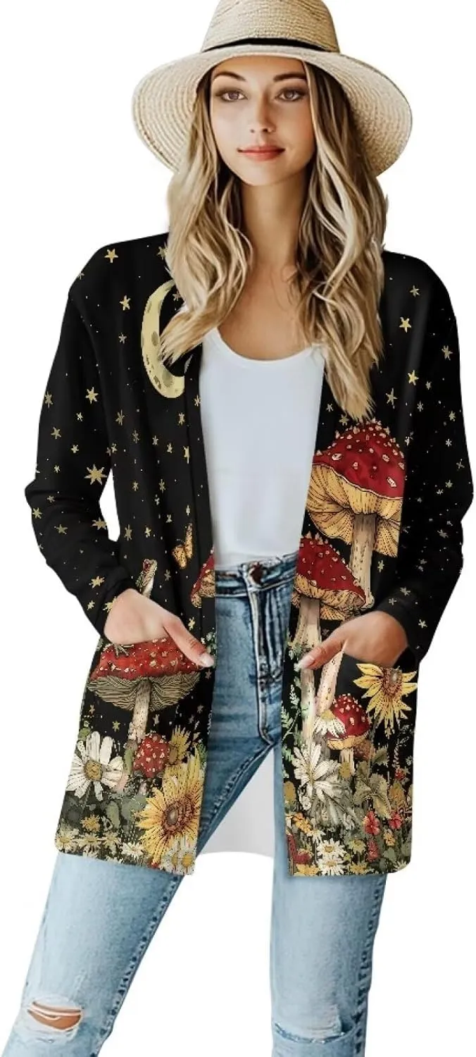 Cardigans for Women Trendy Soft Open Front Draped Cardigan with Pockets Lightweight Long Sleeve Fall Outwear S-2XL