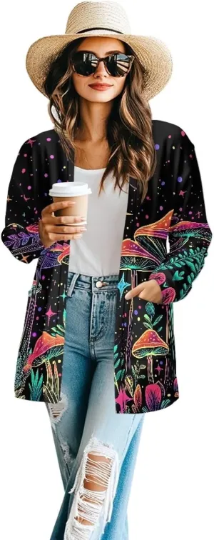 Cardigans for Women Trendy Soft Open Front Draped Cardigan with Pockets Lightweight Long Sleeve Fall Outwear S-2XL