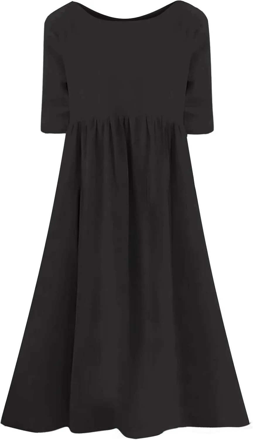 Casual Summer Dresses for Women 2025,Women's Plus Size Dress Oversized Boho Summer Crewneck Beach Dresses with Pockets