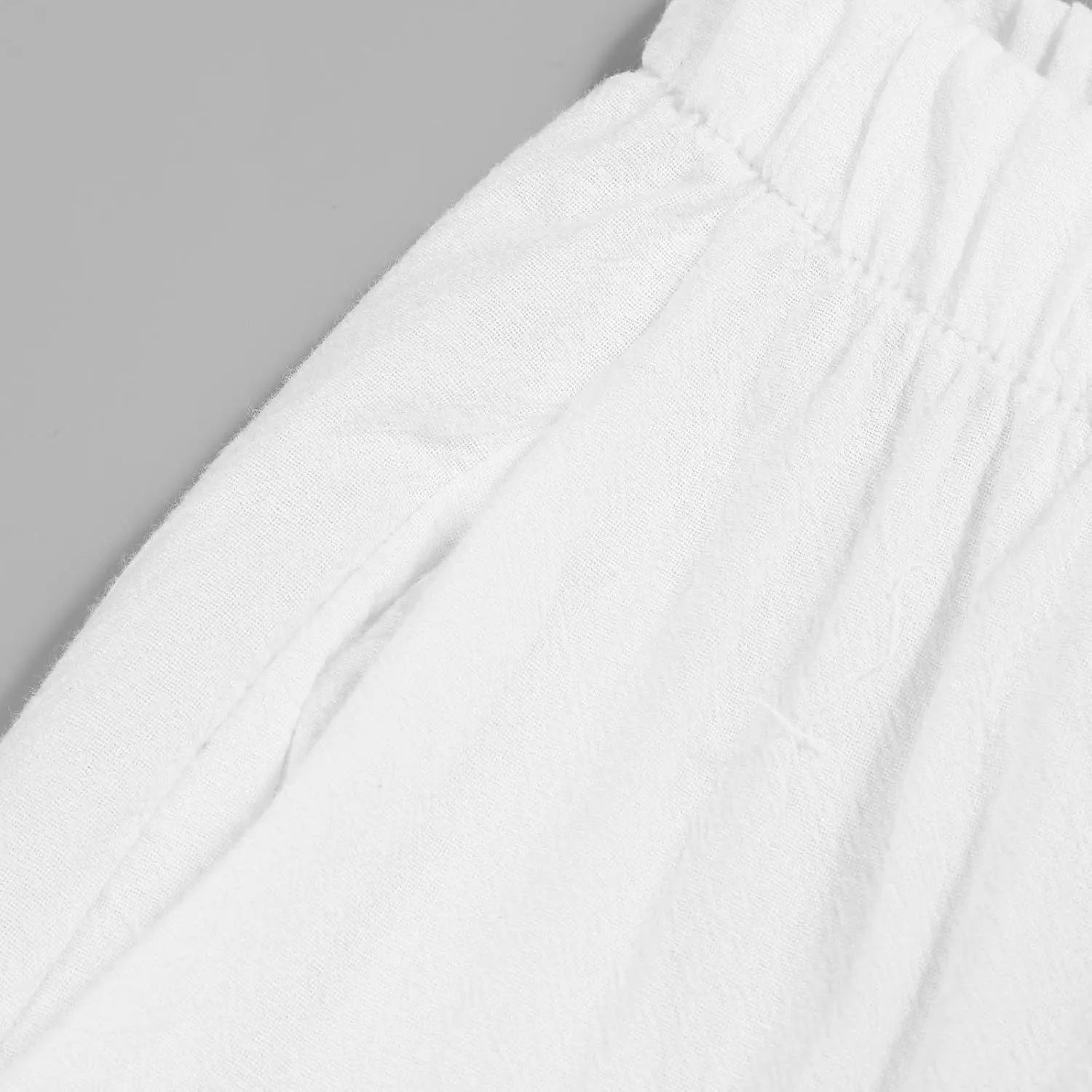 Cotton Linen Pants for Women Casual Capri Pant Plus Size Wide Leg Palazzo Summer Cropped Elastic Waist Trousers