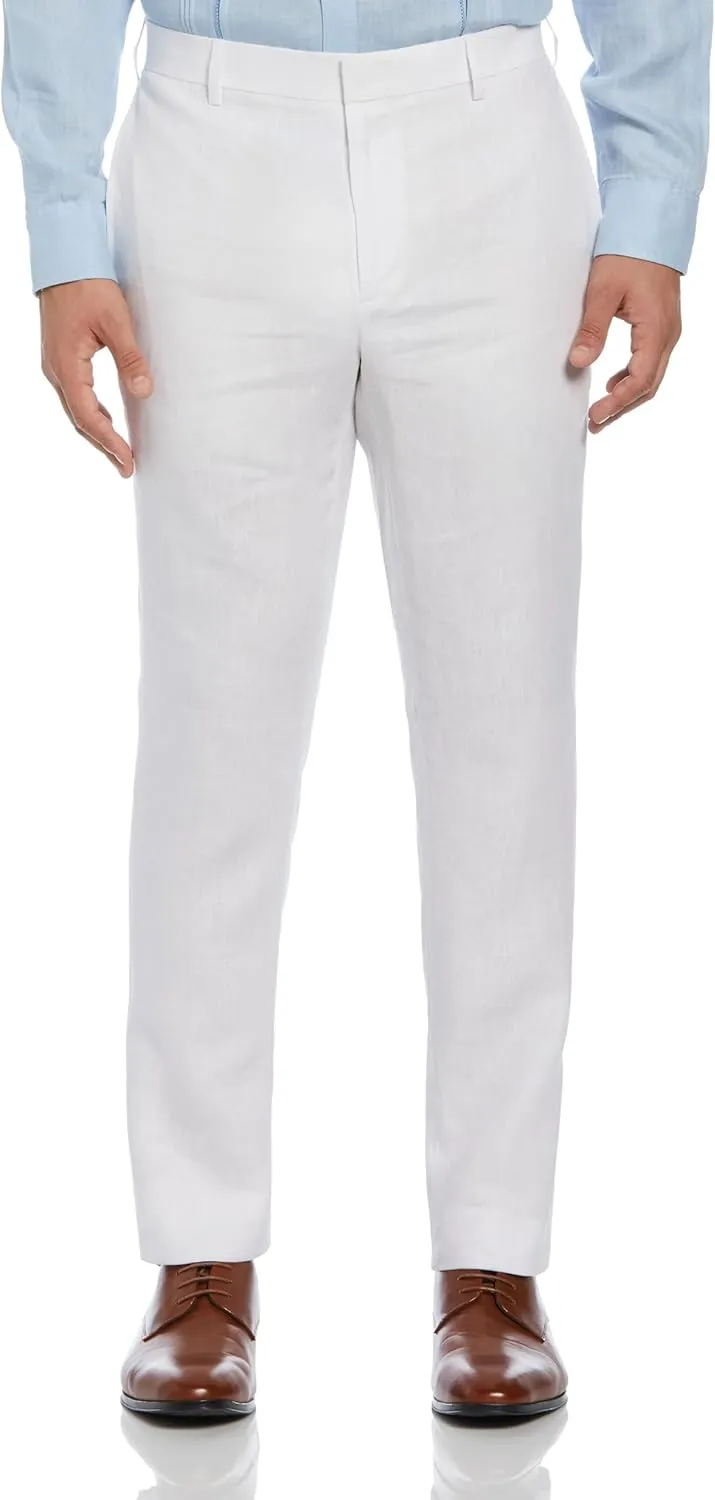 Cubavera Men's Delave 100% Linen Pant, Flat Front Lightweight Fabric, Relaxed Summer Pants For Men
