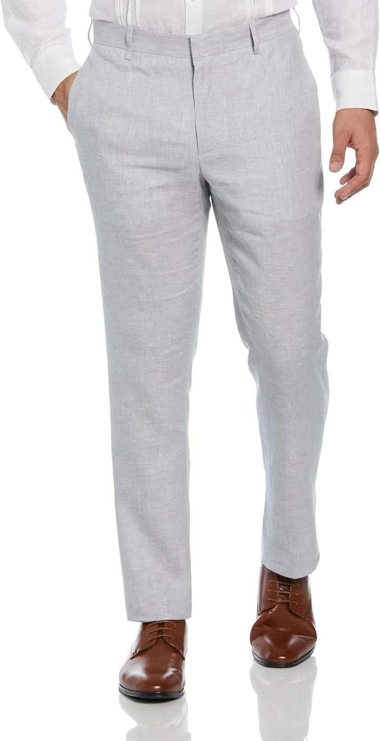 Cubavera Men's Delave 100% Linen Pant, Flat Front Lightweight Fabric, Relaxed Summer Pants For Men
