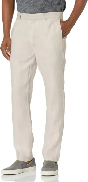 Cubavera Men's Delave 100% Linen Pant, Flat Front Lightweight Fabric, Relaxed Summer Pants For Men