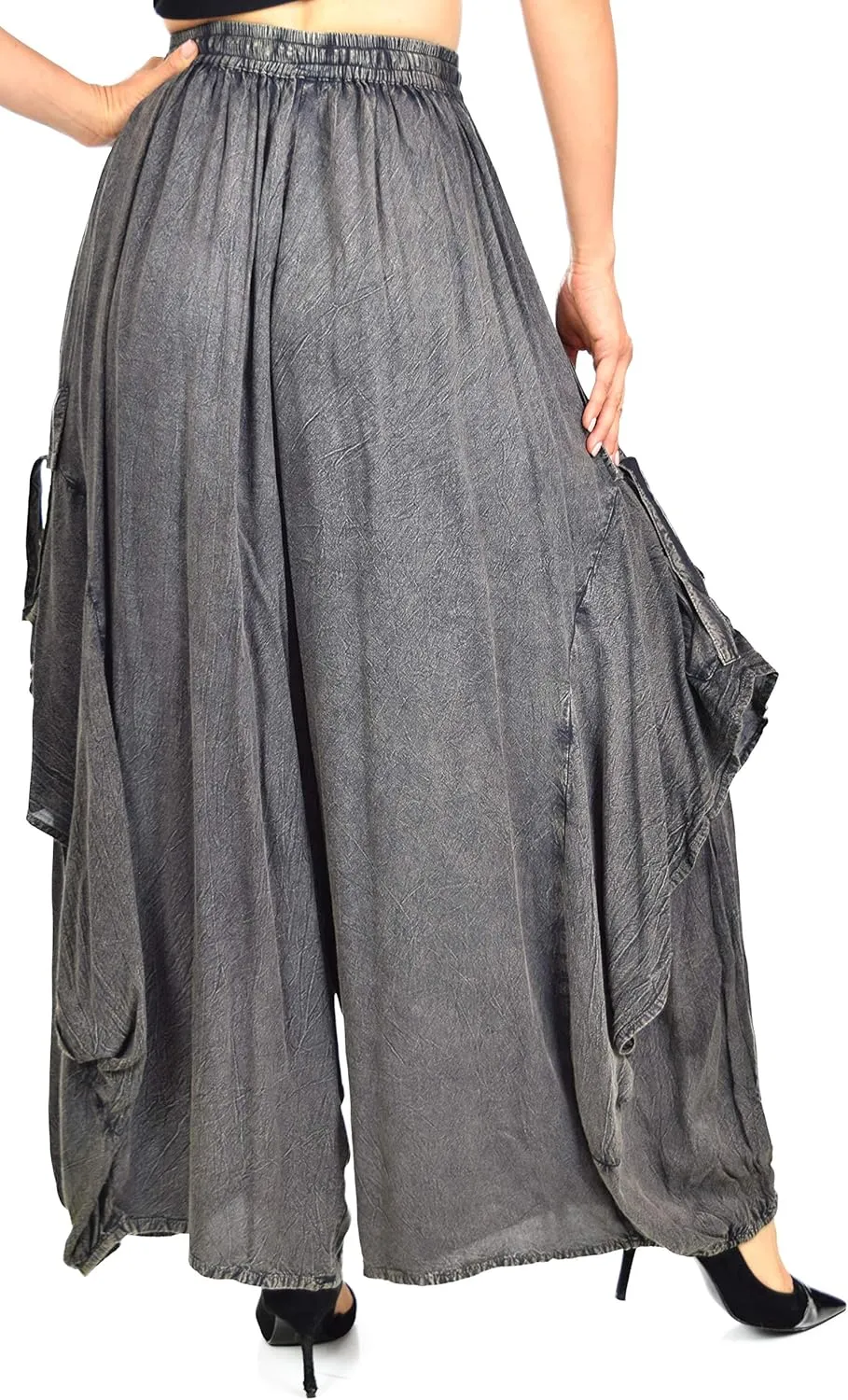 Dare2BStylish Women Loose Fit Elastic Waist Boho Wide Leg Palazzo Pants