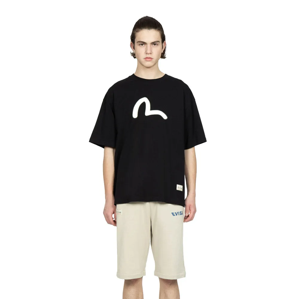 DARUMA FACE AND GRAFFITI PRINT T-SHIRT