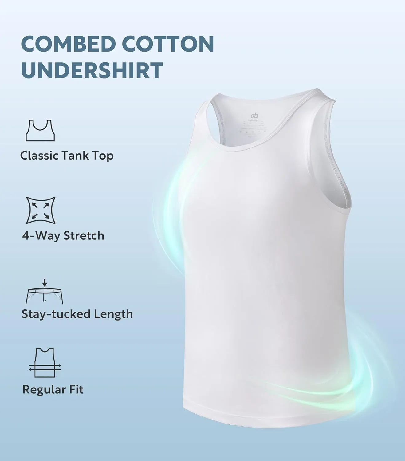 DAVID ARCHY Men's Undershirts Combed Cotton Tank Tops Soft Moisture-Wicking Shirt Breathable A-Shirt for Men 3 Pack
