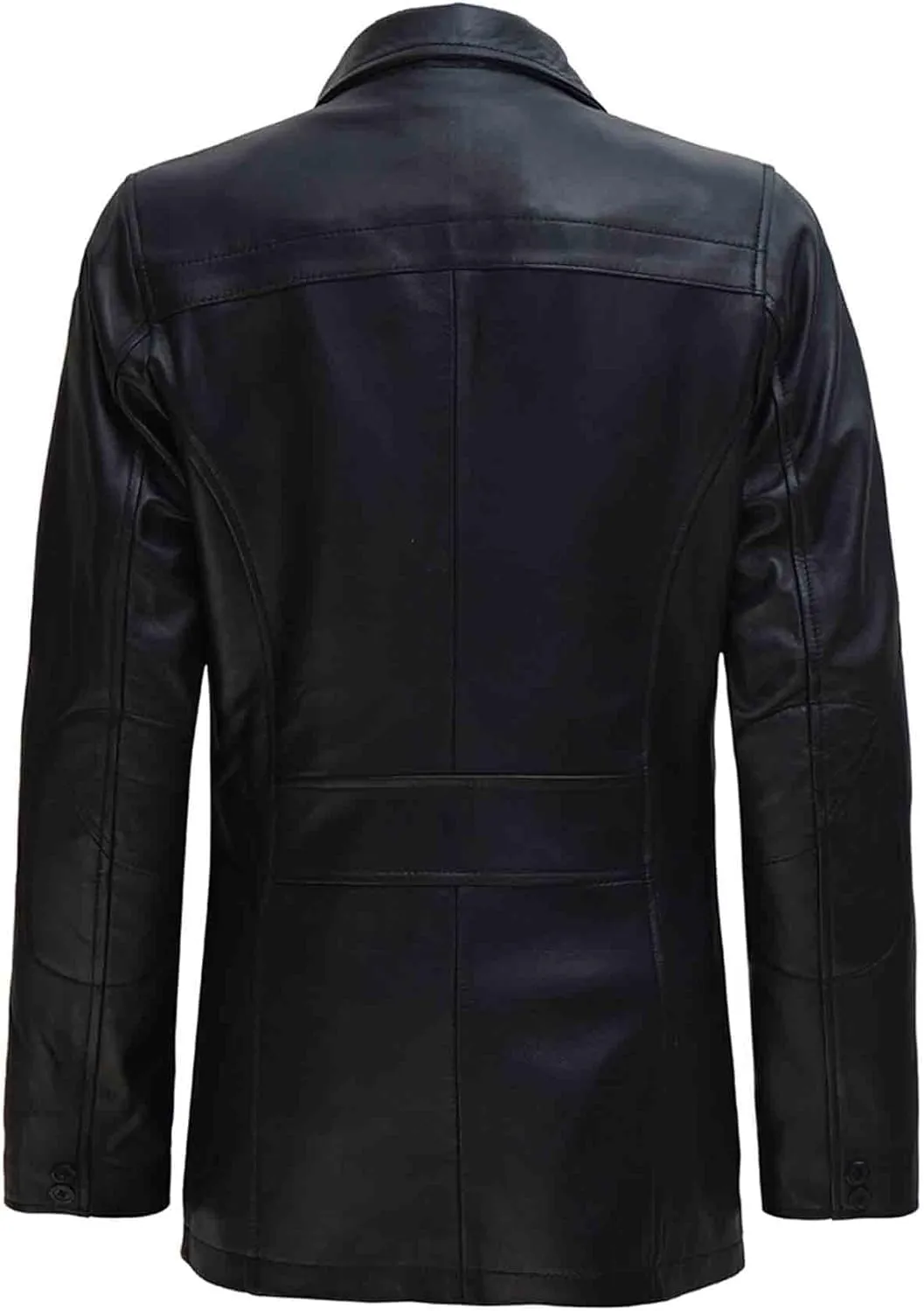 Decrum Leather Coat Women - Casual Car Coat Style 3/4 Length Real Lambskin Leather Jackets for Women