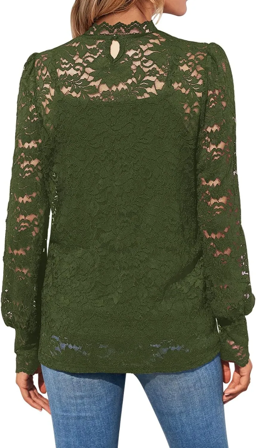 DOROSE Womens Tops and Blouses Dressy Casual Lace Floral Long Sleeve Shirts