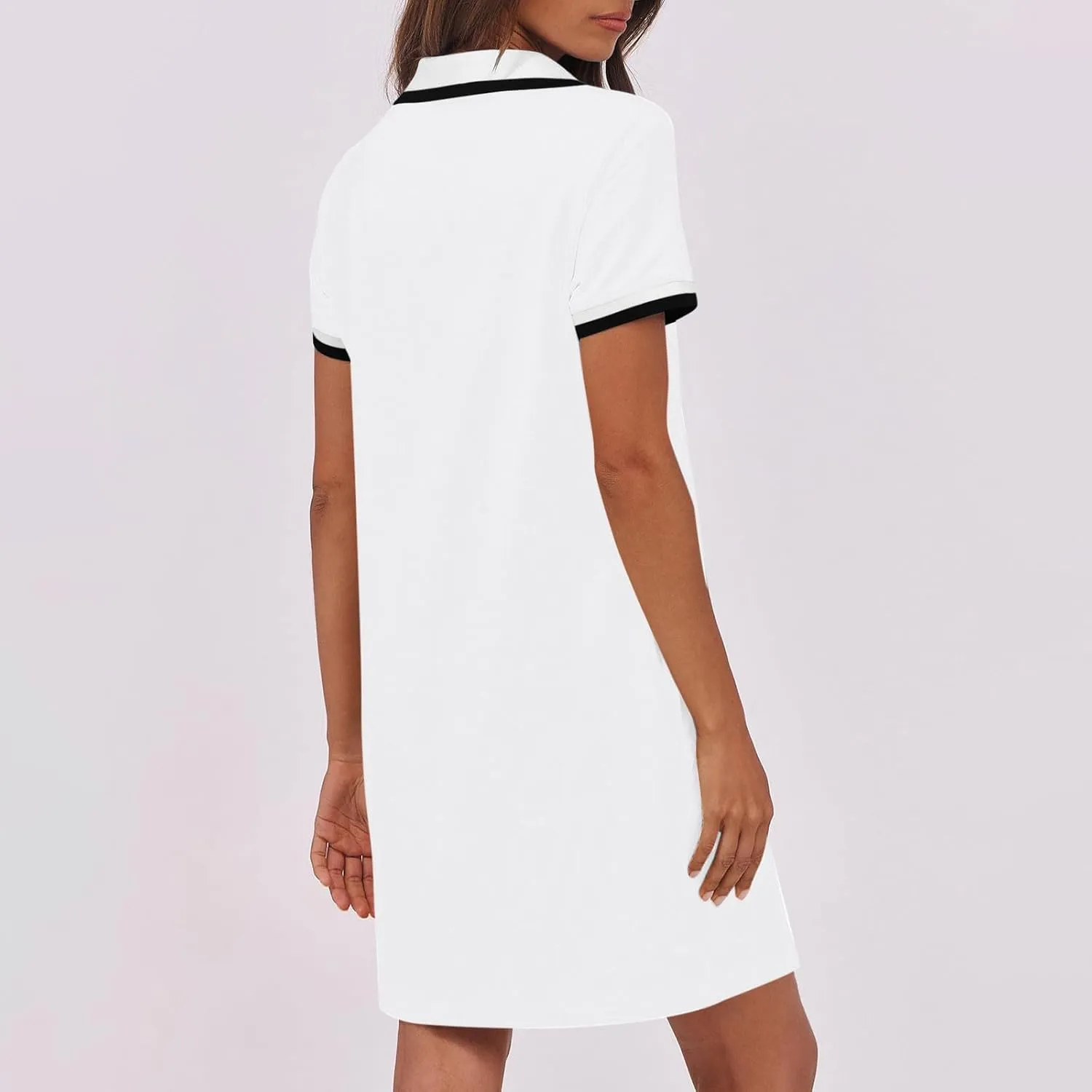 Dresses for Women 2025 Short Sleeve V Neck Casual Lapel Sundress Summer Tennis Golf Mini Shirt Dress with Pockets