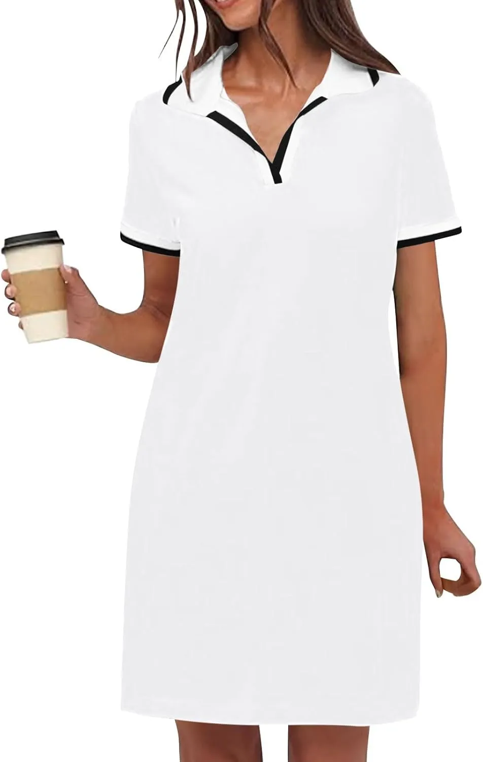 Dresses for Women 2025 Short Sleeve V Neck Casual Lapel Sundress Summer Tennis Golf Mini Shirt Dress with Pockets