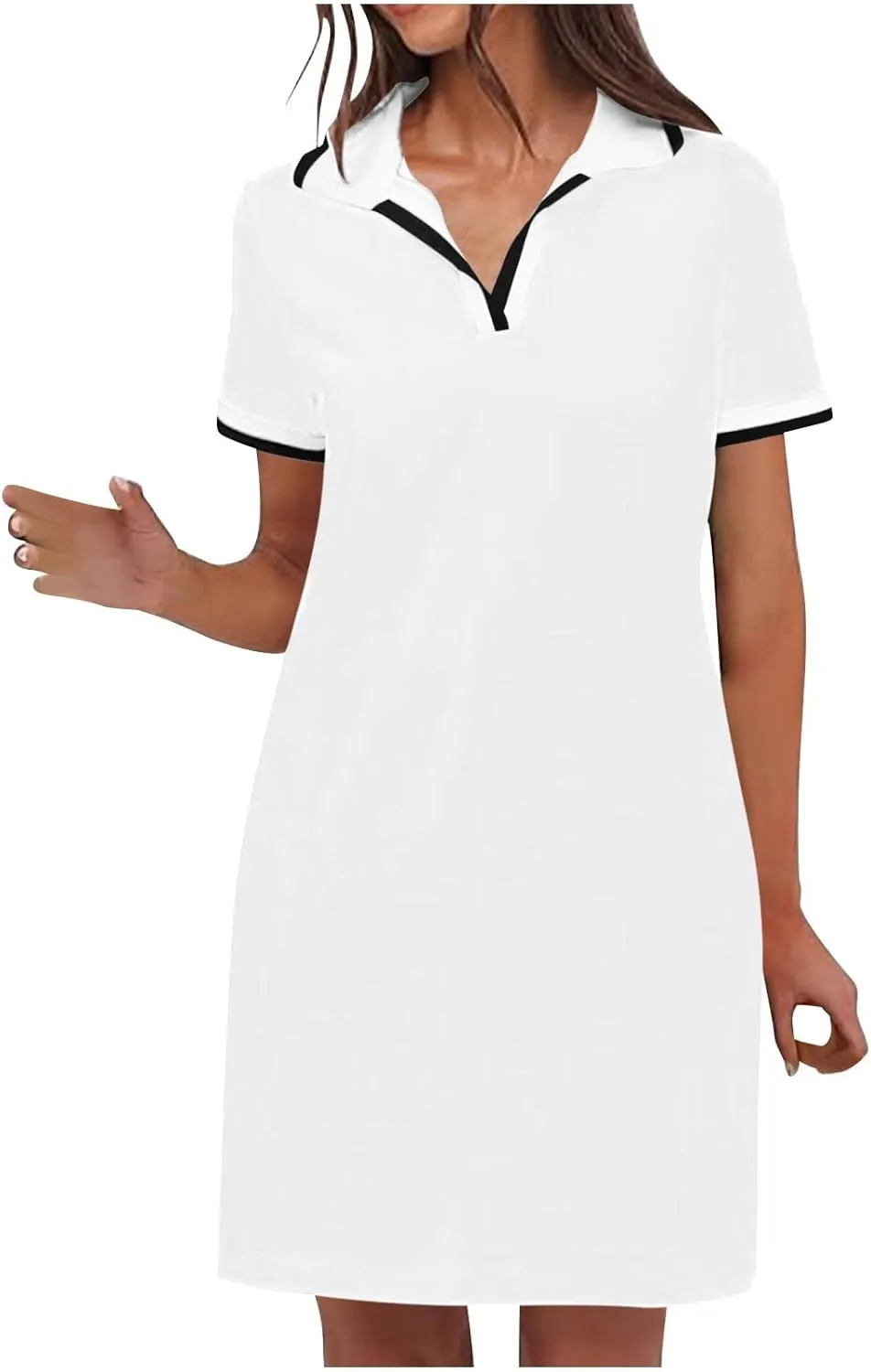 Dresses for Women 2025 Short Sleeve V Neck Casual Lapel Sundress Summer Tennis Golf Mini Shirt Dress with Pockets