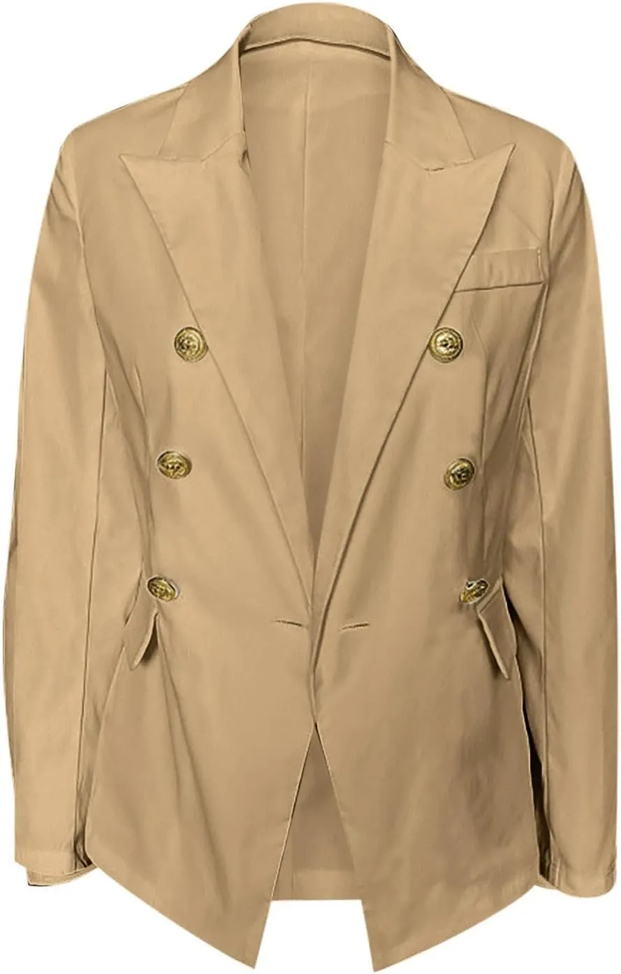 Elegant Business Office Work Jackets Solid Button Suit Blazers for Women Thin Fall Coat Casual Cardigan Outerwear