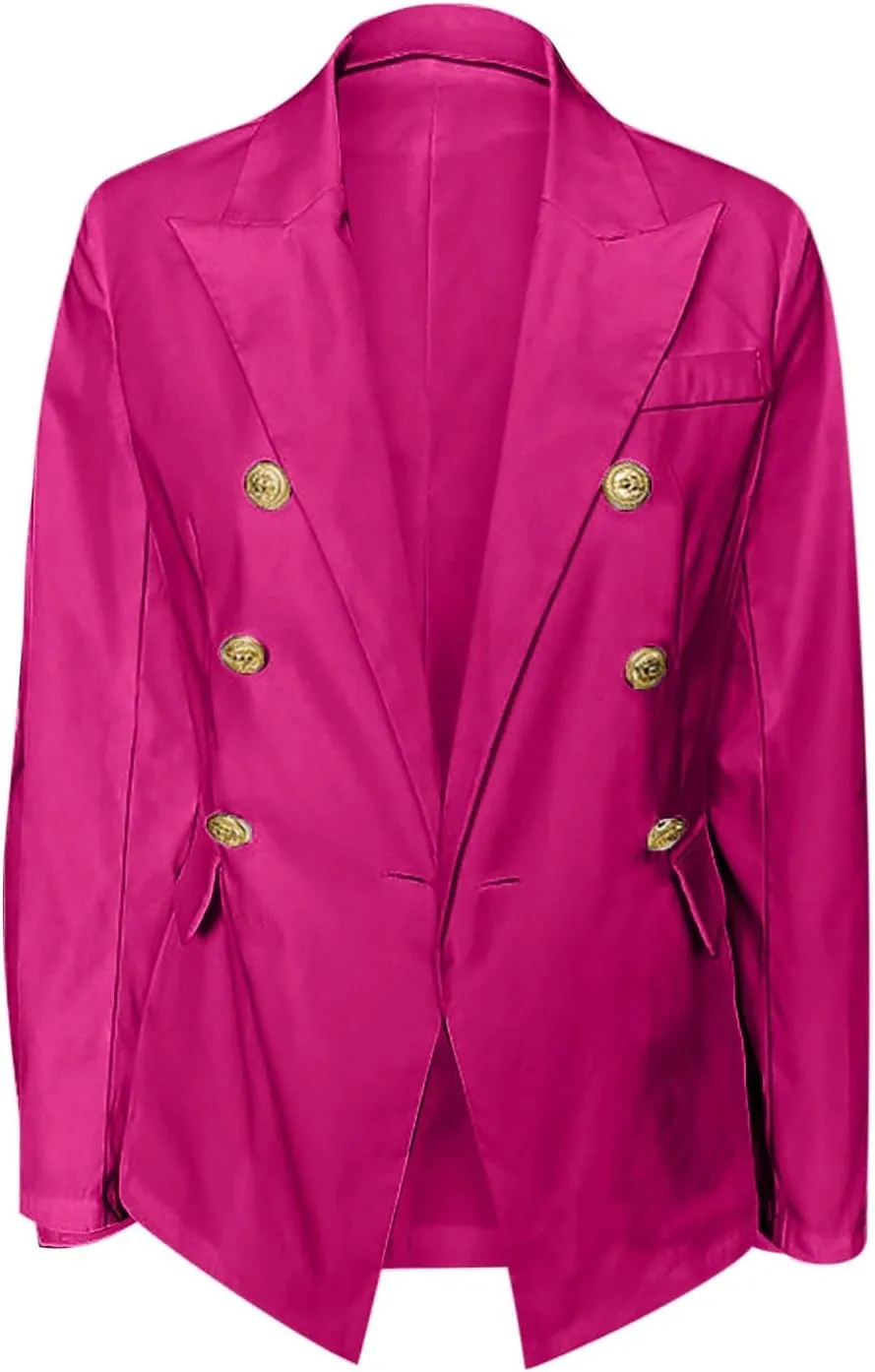 Elegant Business Office Work Jackets Solid Button Suit Blazers for Women Thin Fall Coat Casual Cardigan Outerwear