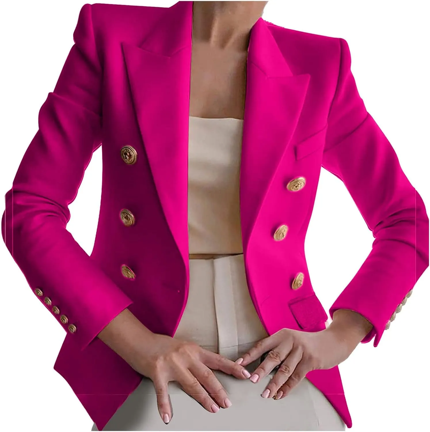 Elegant Business Office Work Jackets Solid Button Suit Blazers for Women Thin Fall Coat Casual Cardigan Outerwear