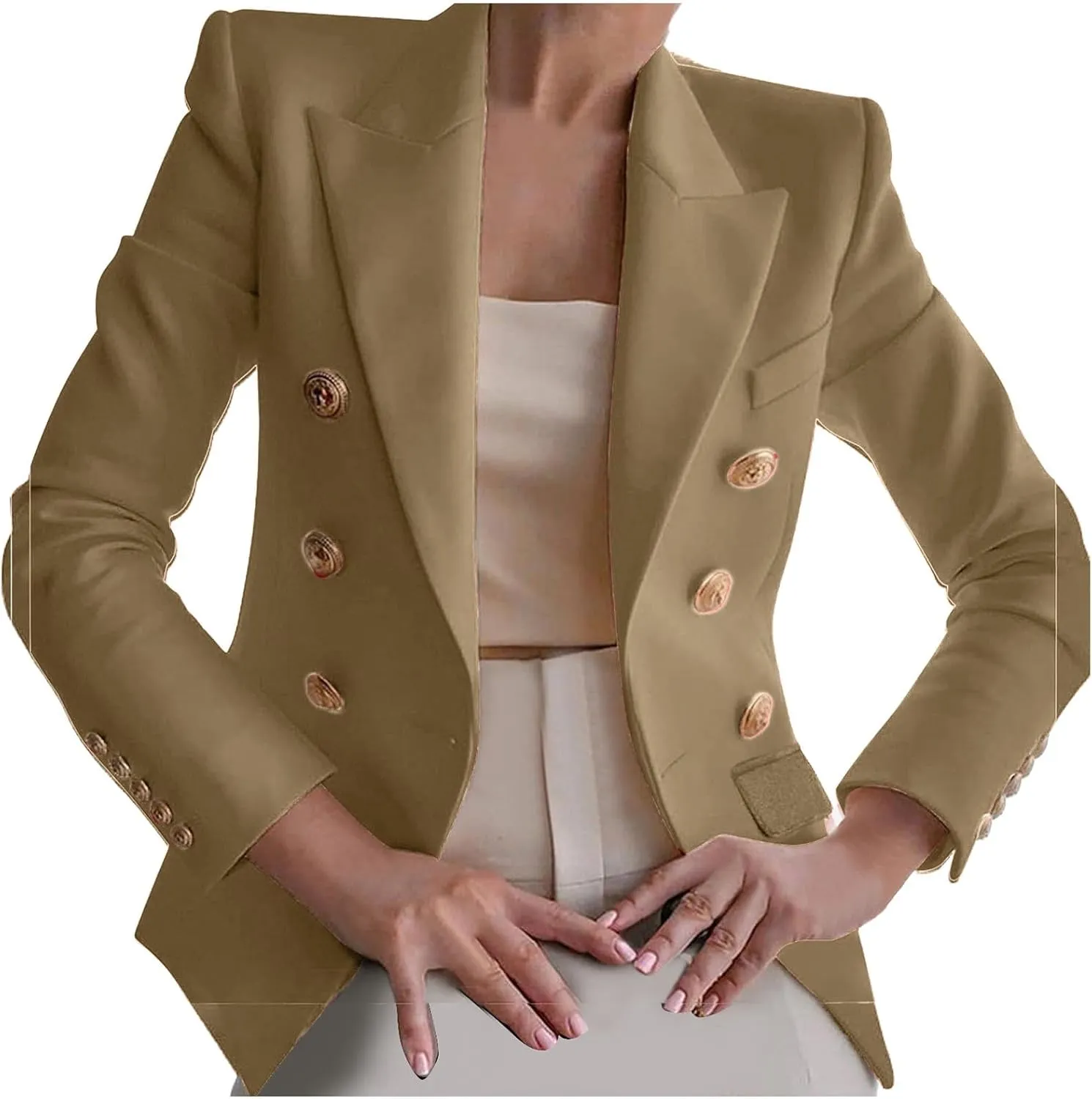 Elegant Business Office Work Jackets Solid Button Suit Blazers for Women Thin Fall Coat Casual Cardigan Outerwear