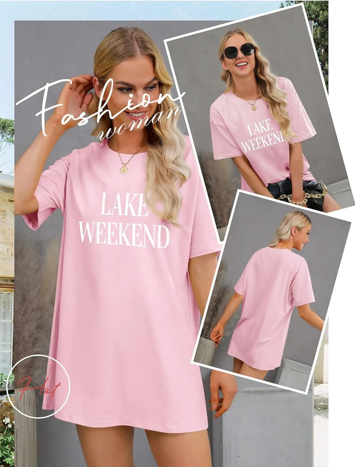 Ezcosplay Women Cute Lake Weekend Sweatshirt Letter Print Shirts Casual Loose Pullover Tops