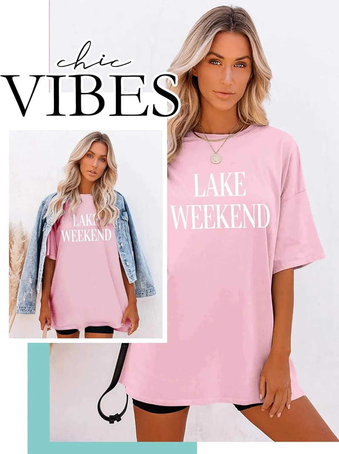 Ezcosplay Women Cute Lake Weekend Sweatshirt Letter Print Shirts Casual Loose Pullover Tops