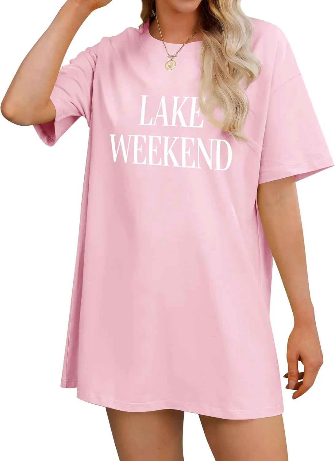 Ezcosplay Women Cute Lake Weekend Sweatshirt Letter Print Shirts Casual Loose Pullover Tops