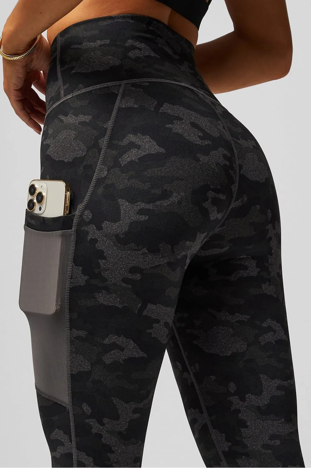 Fabletics Women's On-The-Go PowerHold High-Waisted Legging, Maximum Compression, Flattering