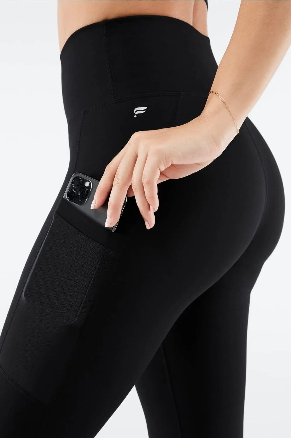 Fabletics Women's On-The-Go PowerHold High-Waisted Legging, Maximum Compression, Flattering