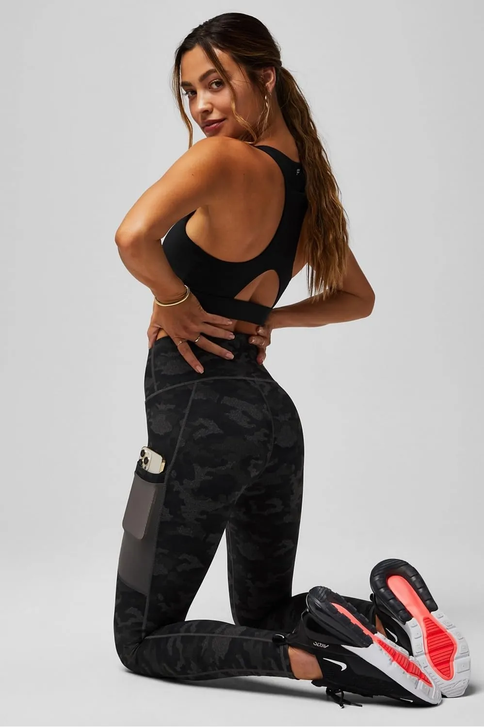Fabletics Women's On-The-Go PowerHold High-Waisted Legging, Maximum Compression, Flattering