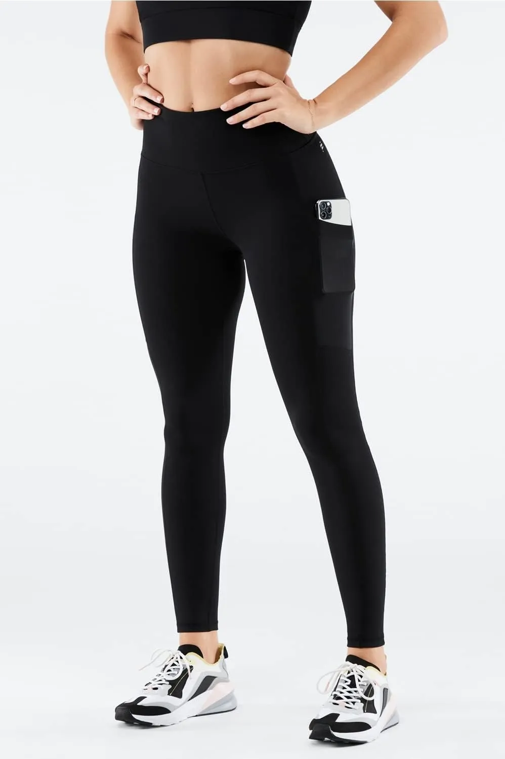Fabletics Women's On-The-Go PowerHold High-Waisted Legging, Maximum Compression, Flattering