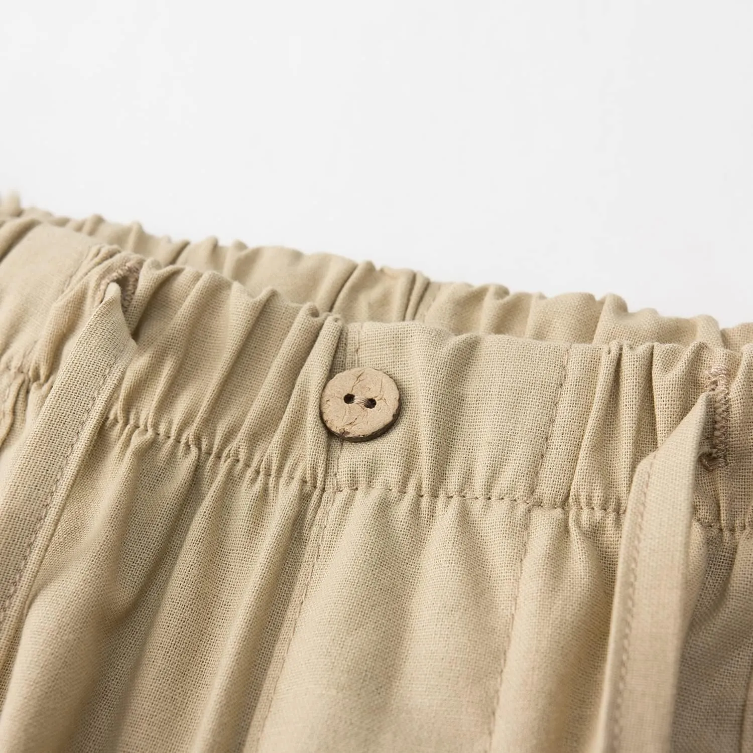 FANARCHER Mens Cotton Linen Pants Drawstring Loose Beach Pants with Pockets