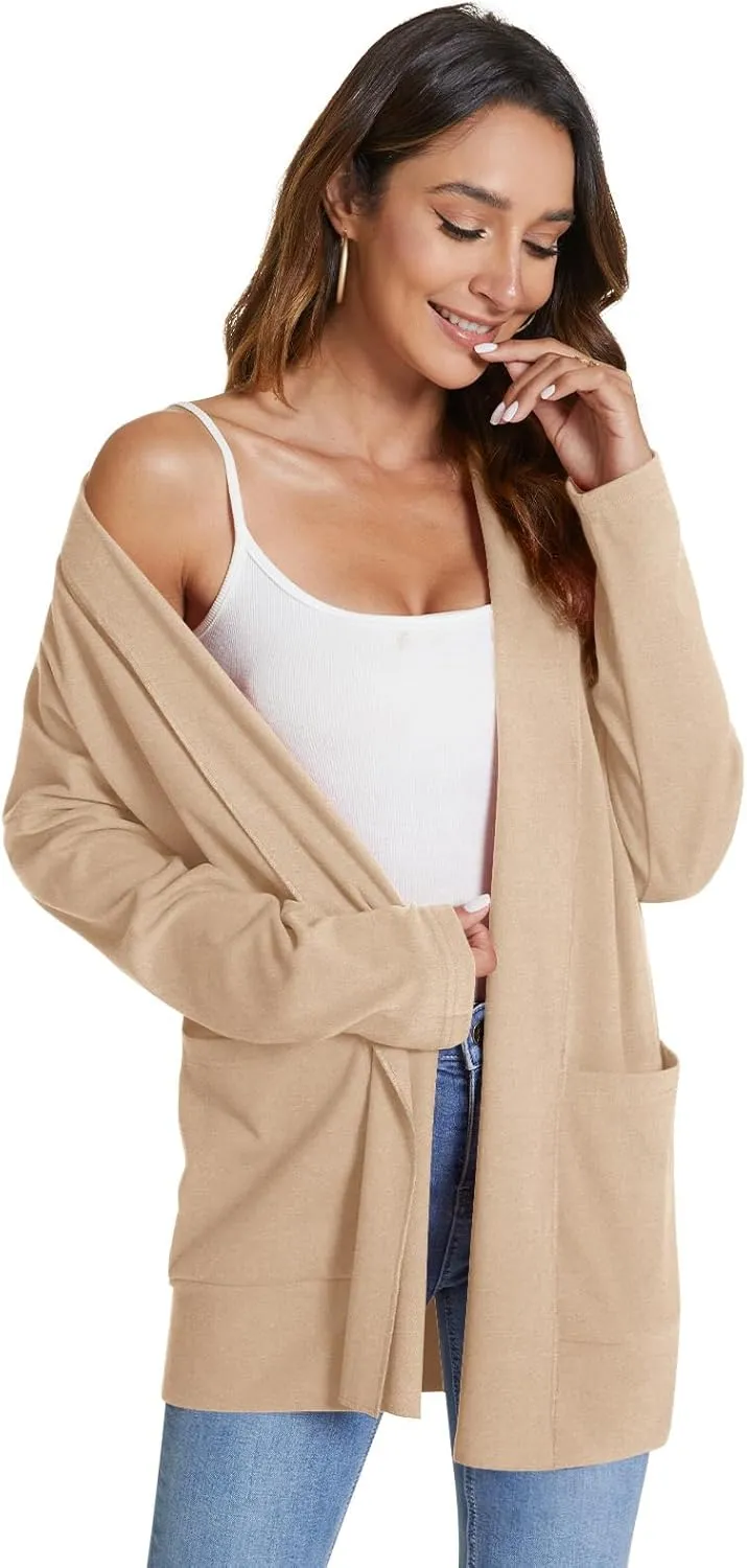 Feiersi Womens Cardigan Long Sleeve Open Front Casual Soft Knit Cardigans Sweater with Pockets