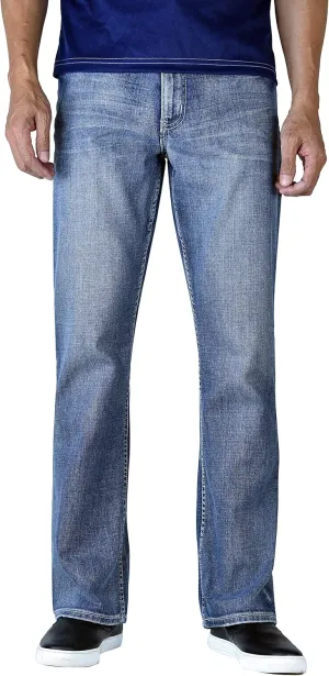 Flypaper Mens Fashion Bootcut Blue Jeans Regular Fit Mens Work Pants
