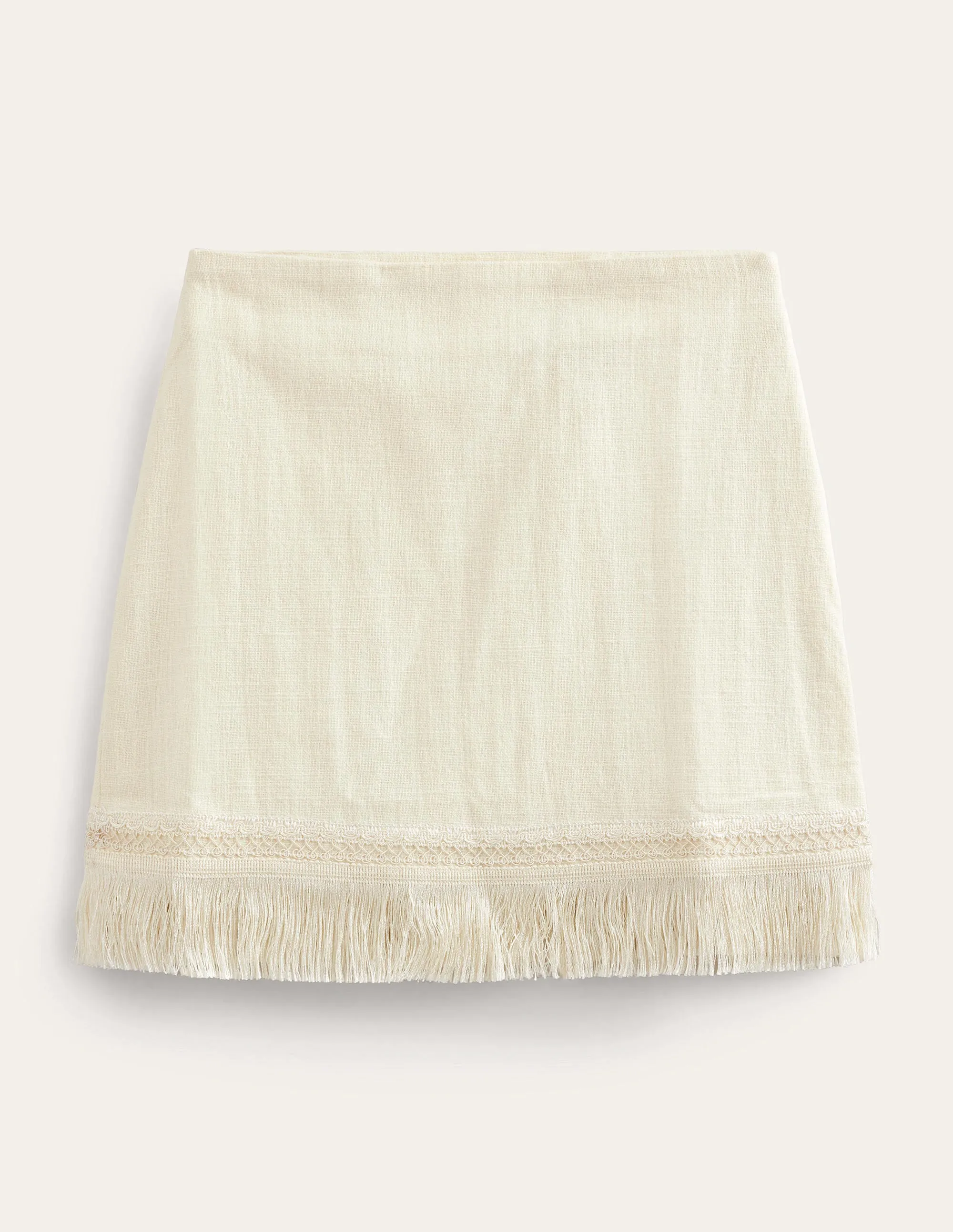 Fringe Detail Mini Skirt-Ecru